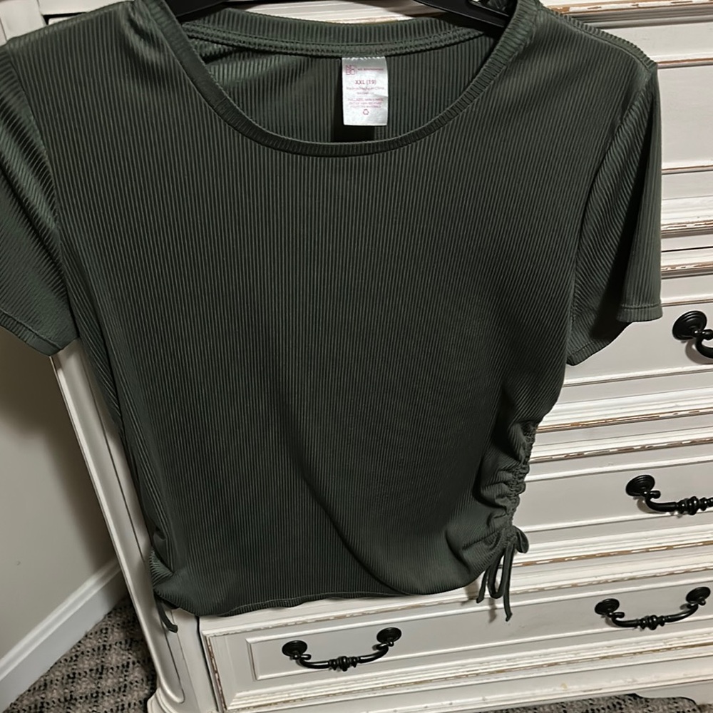 Olive Green Ribbed Women's Top
